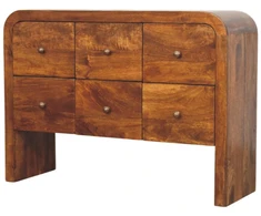 Artisan Furniture Darcy mango medienos komoda su 6 stalčiais, kaštono atspalvio