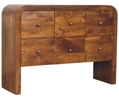 Artisan Furniture Darcy mango medienos komoda su 6 stalčiais, kaštono atspalvio