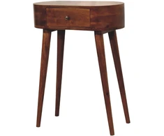 Artisan Furniture Kompaktiškas Albion mango medienos konsolinis staliukas su stalčiumi, kaštono atspalvio