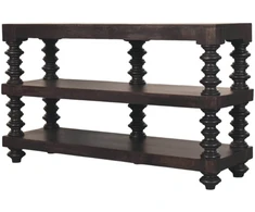 Artisan Furniture Konsolinis staliukas su verpstės formos kojelėmis ir lentyna, Carbon Ash apdailos