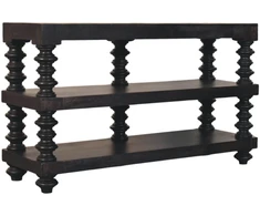 Artisan Furniture Konsolinis staliukas su verpstės formos kojelėmis ir lentyna, Carbon Ash apdailos