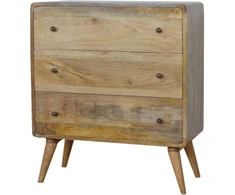 Artisan Furniture Lenkta mango medienos komoda, ąžuolo atspalvio