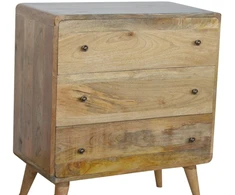 Artisan Furniture Lenkta mango medienos komoda, ąžuolo atspalvio