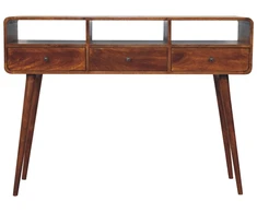 Artisan Furniture Lenktas, riešutmedžio atspalvio konsolinis staliukas, 130 cm