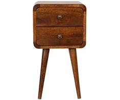 Artisan Furniture Lenktas, riešutmedžio atspalvio mini naktinis staliukas, 30 cm