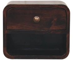 Artisan Furniture Lenktas, riešutmedžio atspalvio mini naktinis staliukas, 30 cm