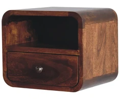 Artisan Furniture Lenktas, riešutmedžio atspalvio mini naktinis staliukas, 30 cm