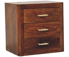 Artisan Furniture Luca mango medienos naktinis staliukas su 3 stalčiais