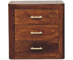 Artisan Furniture Luca mango medienos naktinis staliukas su 3 stalčiais