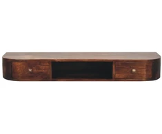 Artisan Furniture Lunar sieninis mango medienos konsolinis staliukas su 2 stalčiais, kaštono atspalvio