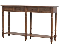 Artisan Furniture Mango medienos konsolinis staliukas prieškambariui su 4 stalčiais, šviesaus riešuto atspalvio