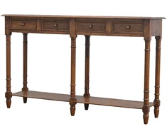 Artisan Furniture Mango medienos konsolinis staliukas prieškambariui su 4 stalčiais, šviesaus riešuto atspalvio