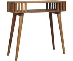 Artisan Furniture Mango medienos konsolinis staliukas su vertikalių juostelių apdaila, ąžuolo atspalvio