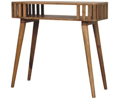 Artisan Furniture Mango medienos konsolinis staliukas su vertikalių juostelių apdaila, ąžuolo atspalvio