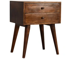 Artisan Furniture Mango medienos naktinis staliukas su 2 stalčiais, kaštono atspalvio