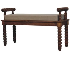 Artisan Furniture Oak Mud mango medienos suoliukas, gintarinio ąžuolo atspalvio