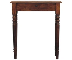 Artisan Furniture Riešutmedžio konsolinis staliukas su tekintomis kojomis su 1 stalčiumi