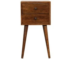 Artisan Furniture Riešutmedžio Mini naktinis staliukas su 2 stalčiais