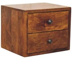 Artisan Furniture Riešutmedžio naktinis staliukas su 2 stalčiais