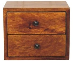 Artisan Furniture Riešutmedžio naktinis staliukas su 2 stalčiais