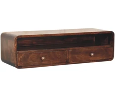 Artisan Furniture Sieninis atviras mango medienos konsolinis staliukas, Kalifornijos riešutmedžio atspalvio