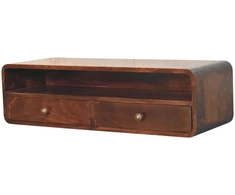 Artisan Furniture Sieninis atviras mango medienos konsolinis staliukas, Kalifornijos riešutmedžio atspalvio