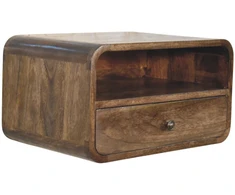 Artisan Furniture Wall-Mount mango medienos naktinis staliukas ir atvira lentyna