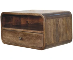 Artisan Furniture Wall-Mount mango medienos naktinis staliukas ir atvira lentyna