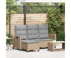 Atlošiama sodo sofa su pagalvėlėmis L formos smėlio spalvos