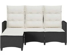 Atlošiama sodo sofa su pagalvėlėmis L formos smėlio juodas