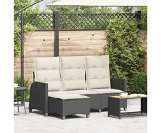 Atlošiama sodo sofa su pagalvėlėmis L formos smėlio juodas