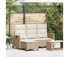 Atlošiama sodo sofa su pagalvėlėmis L formos smėlio spalvos