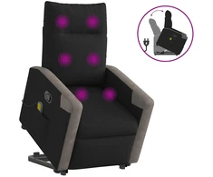 Fotelis Atsistojantis atlošiamas masažinis krėslas, juodas, audinys 3324097