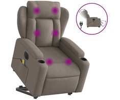 Fotelis Atsistojantis elektrinis masažinis krėslas, taupe, audinys