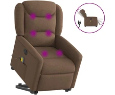 Fotelis Atsistojantis elektrinis masažinis krėslas, rudas, audinys 3303228