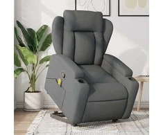 Fotelis Atsistojantis masažinis krėslas, tamsiai pilkas, audinys