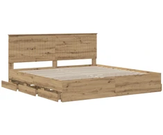 Lova Bed Frame with Storage and Headboard Artisan Oak 180 x 200 cm