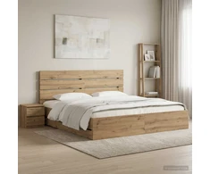 Lova Bed Frame with Storage and Headboard Artisan Oak 180 x 200 cm