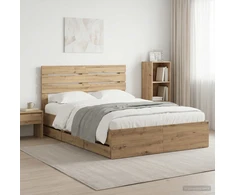 Lova Bed Frame with Storage and Headboard Artisan Oak 160 x 200 cm