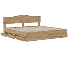 Lova Bed Frame with Storage and Headboard Artisan Oak 180 x 200 cm