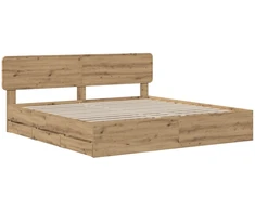 Lova Bed Frame with Storage and Headboard Artisan Oak 180 x 200 cm