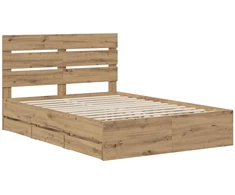 Lova Bed Frame with Storage and Headboard Artisan Oak 160 x 200 cm