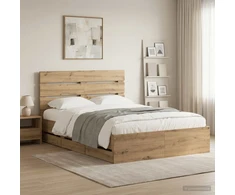 Lova Bed Frame with Storage and Headboard Artisan Oak 160 x 200 cm