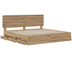 Lova Bed Frame with Storage and Headboard Artisan Oak 180 x 200 cm