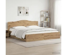 Lova Bed Frame with Storage and Headboard Artisan Oak 180 x 200 cm