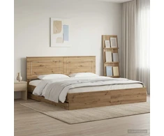 Lova Bed Frame with Storage and Headboard Artisan Oak 180 x 200 cm