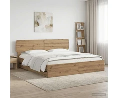 Lova Bed Frame with Storage and Headboard Artisan Oak 180 x 200 cm