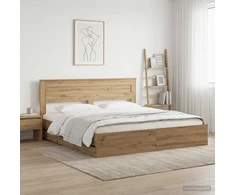 Lova Bed Frame with Storage and Headboard Artisan Oak 180 x 200 cm
