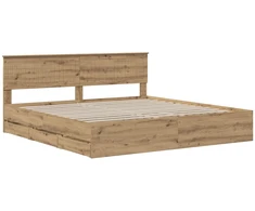 Lova Bed Frame with Storage and Headboard Artisan Oak 180 x 200 cm