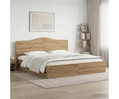 Lova Bed Frame with Storage and Headboard Artisan Oak 180 x 200 cm